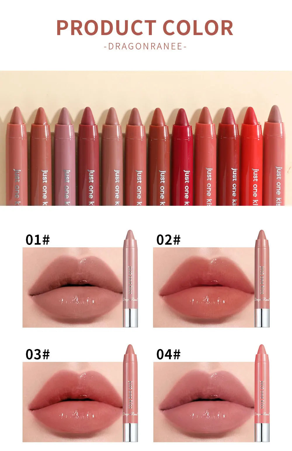 Lipstick Crayon Lip Liner Pencil Velvet Matte Moisturizing Waterproof Long Lasting Non-stick Cup Solid Lip Gloss Makeup Cosmetic