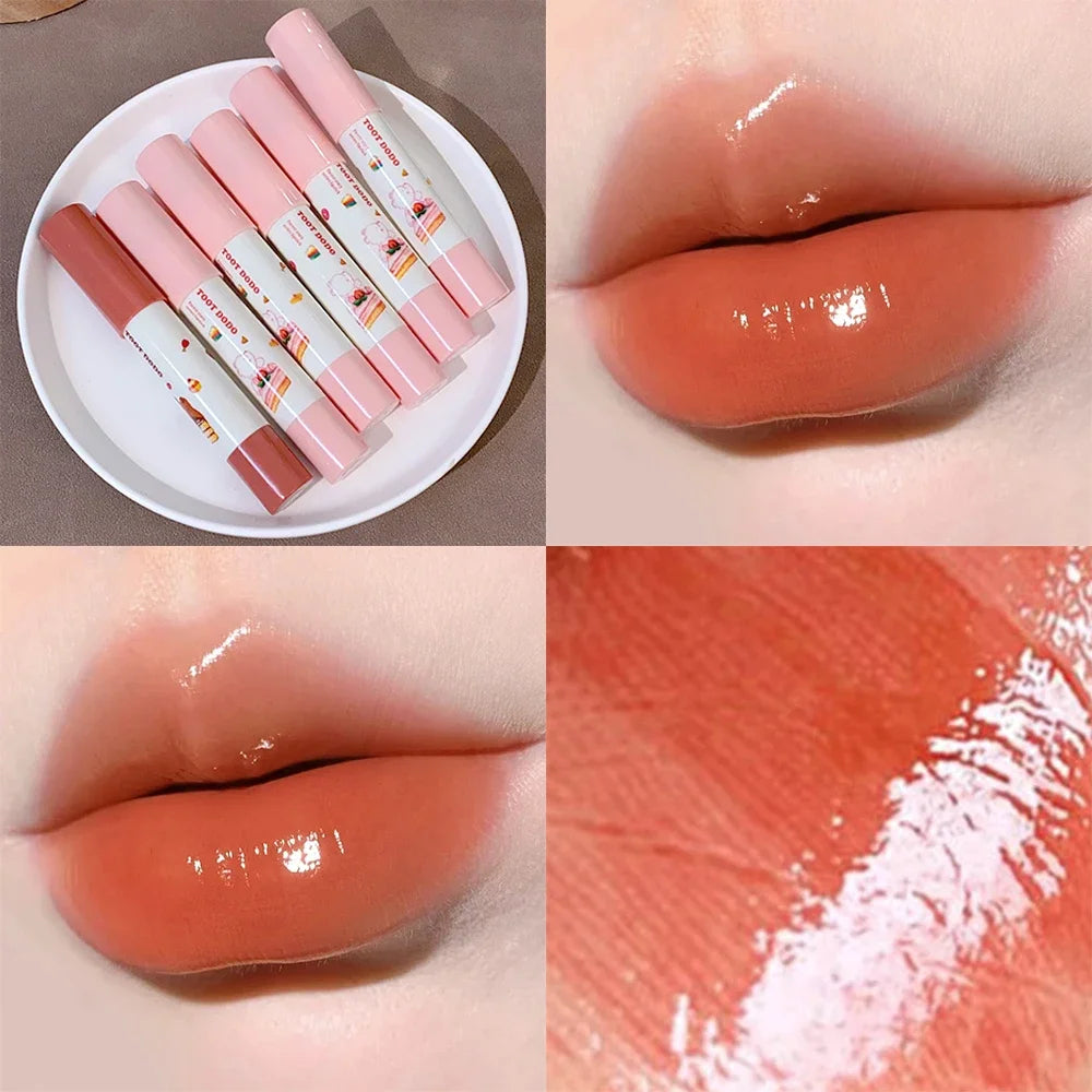 Waterproof Crayon Mirror Water Lipstick Pen 6 Colors Long Lasting Moisturizing Non-stick Cup Lipliner Pen Lips Makeup Cosmetics