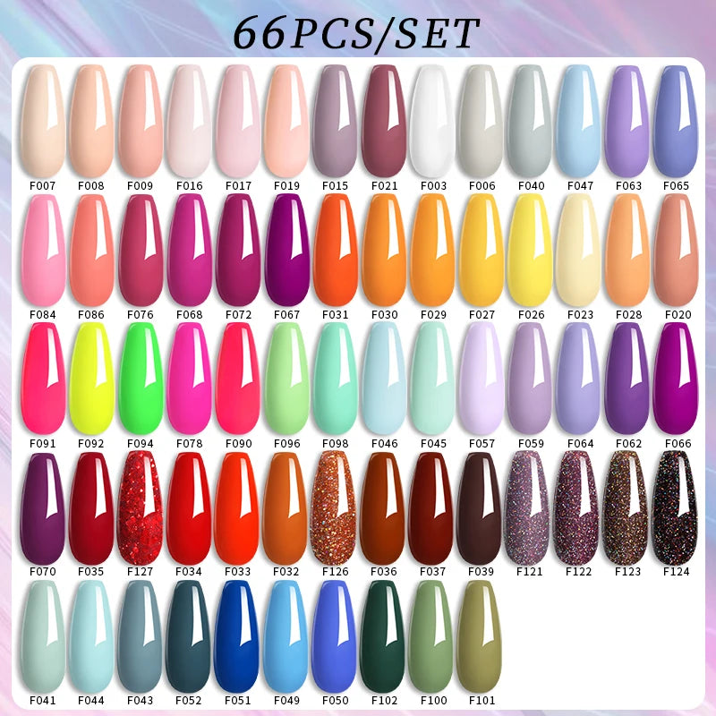 LILYCUTE 60/66/129PCS/Set Gel Nail Polish Set Glitter Colors Nail Kit Esmaltes Semi Permanent UV Gel Nail Art DIY Manicure Sets