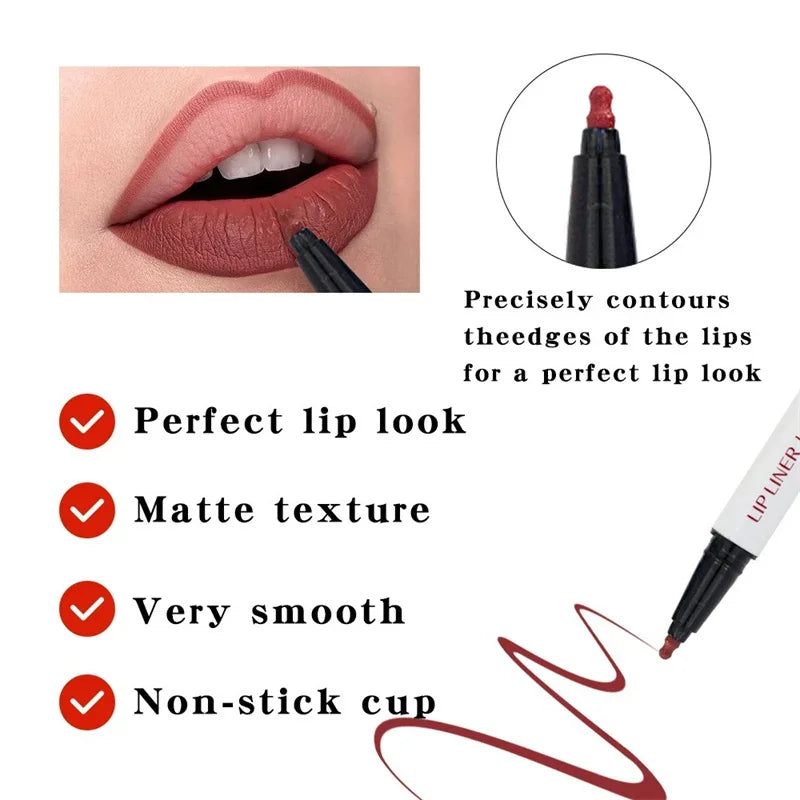 Liquid Lipliner Pencil Long Lasting Lips Cosmetic Tool Matte Soft Lip Liner Stick Quick Drying Smudge Proof Natural Lipstick Pen