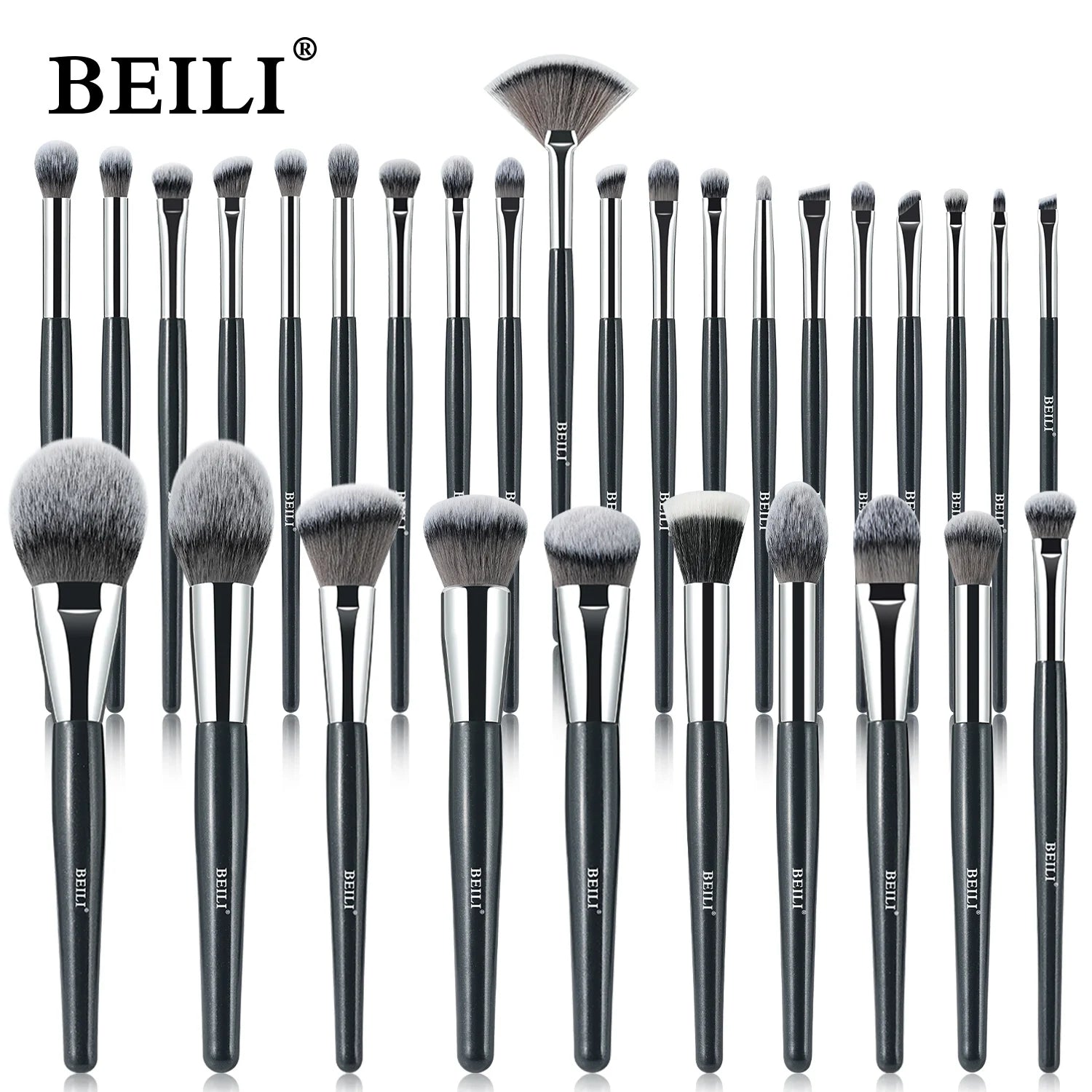 BEILI Professional Makeup Brushes 8/9/15/30Pcs for Foundation Contour Eyeshadow Blending Synthetic Hair Cosmetics Brush Set