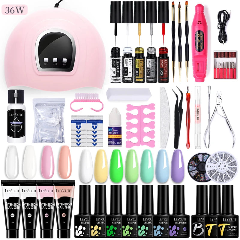 Manicure Set 32Colors Gel Nail Polish Set With UV LED Lamp Dryer Nail Art Vernis Semi Permanent UV Gel Set Nail Supplies Kit