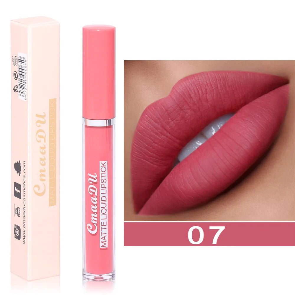 CmaaDu 10Color Love Velvet Nude Moisture-Matte Liquid Lipstick Lipgloss 10-Hour Makeup Soft-Focus Blurred Lip Colour Cosmetics