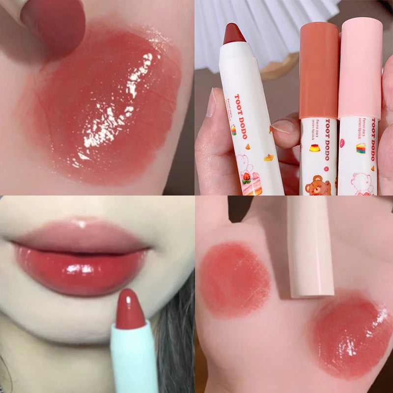 Mirror Crayon Lipstick Moisturizing Water Light Whitening Lipsticks Waterproof Lasting Lip Gloss Makeup Women Korean Cosmetics