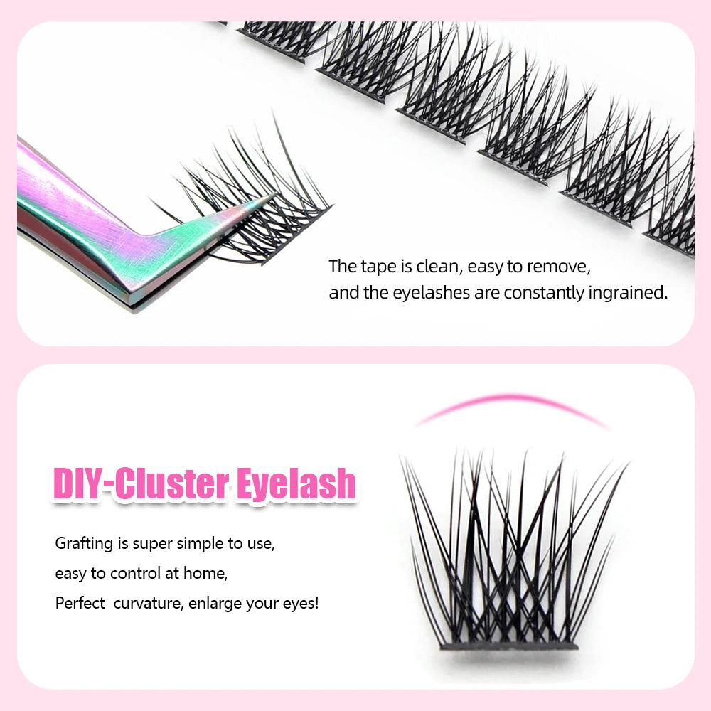 YUANZHIJE DIY Cluster Lash Extension Wispy Lashes Fluffy Individual Premade fans 0.07 Russian Volume Mink Bundle Lashes Makeup