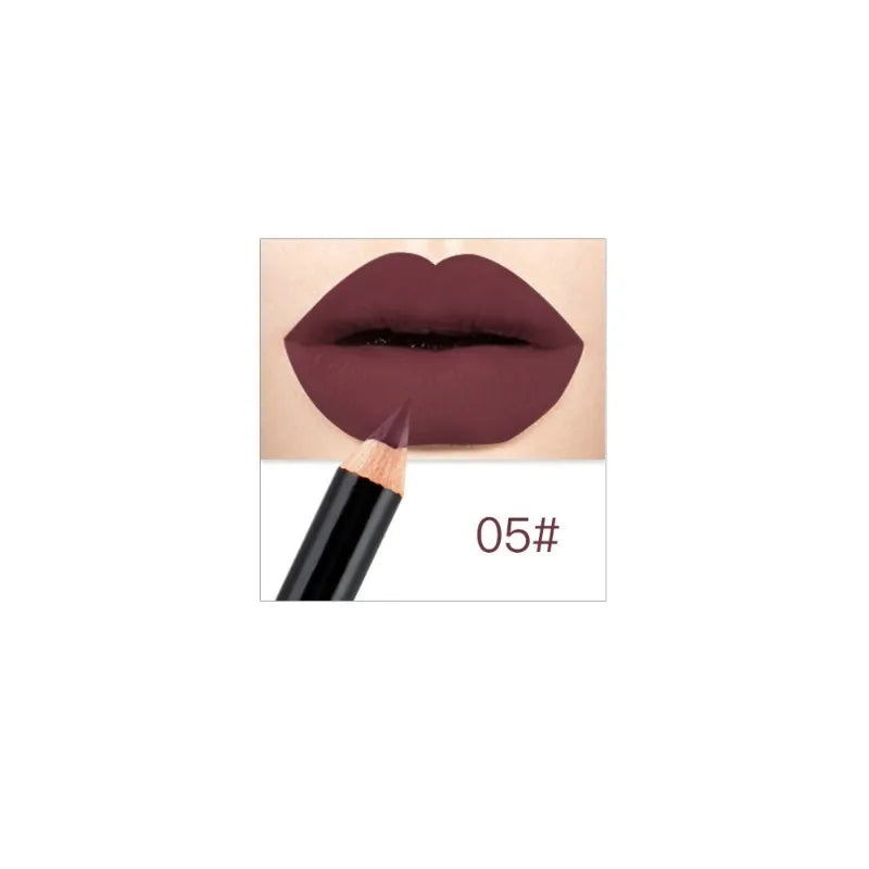 Professional 12 Color Matte Brown Lip Liner Waterproof Long Lasting Moisturizing Sexy Lip Pencil Women Natural Lipstick Makeup