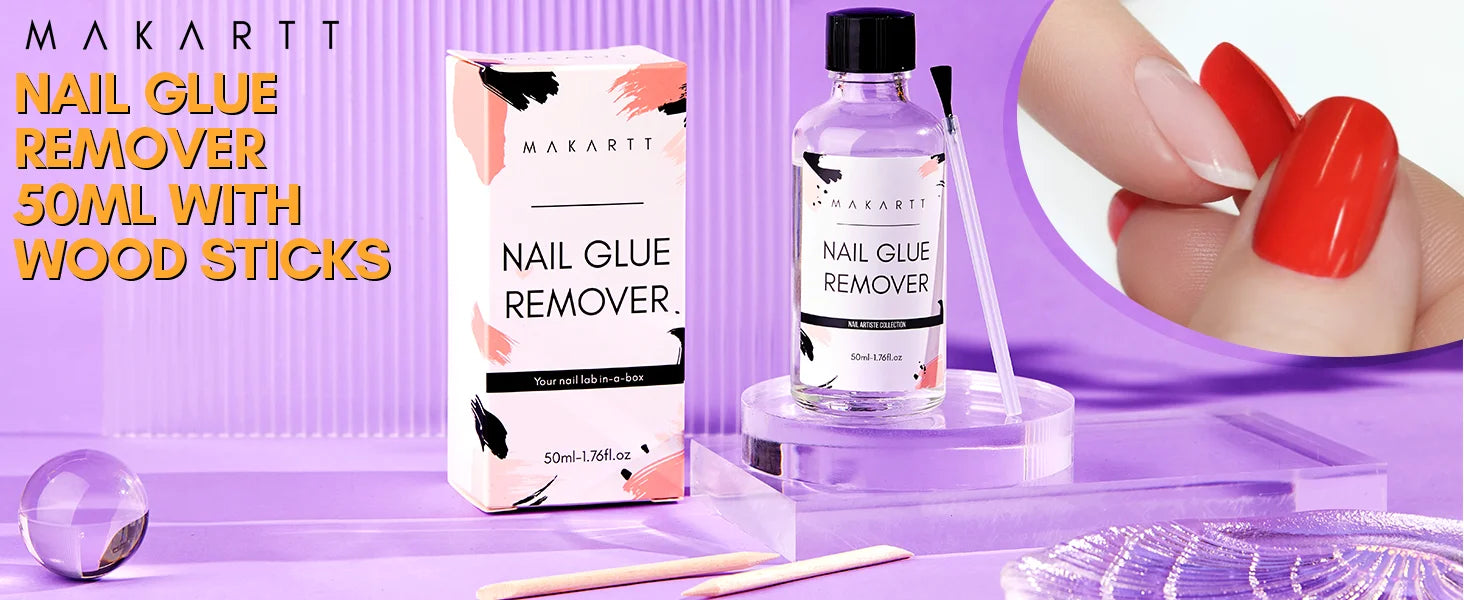 Nail Glue Remover Glue Off for False Nails , Makartt Press ON Nails Glue Remover Fake Nail Adhesives Remover Nail Glue Debonder