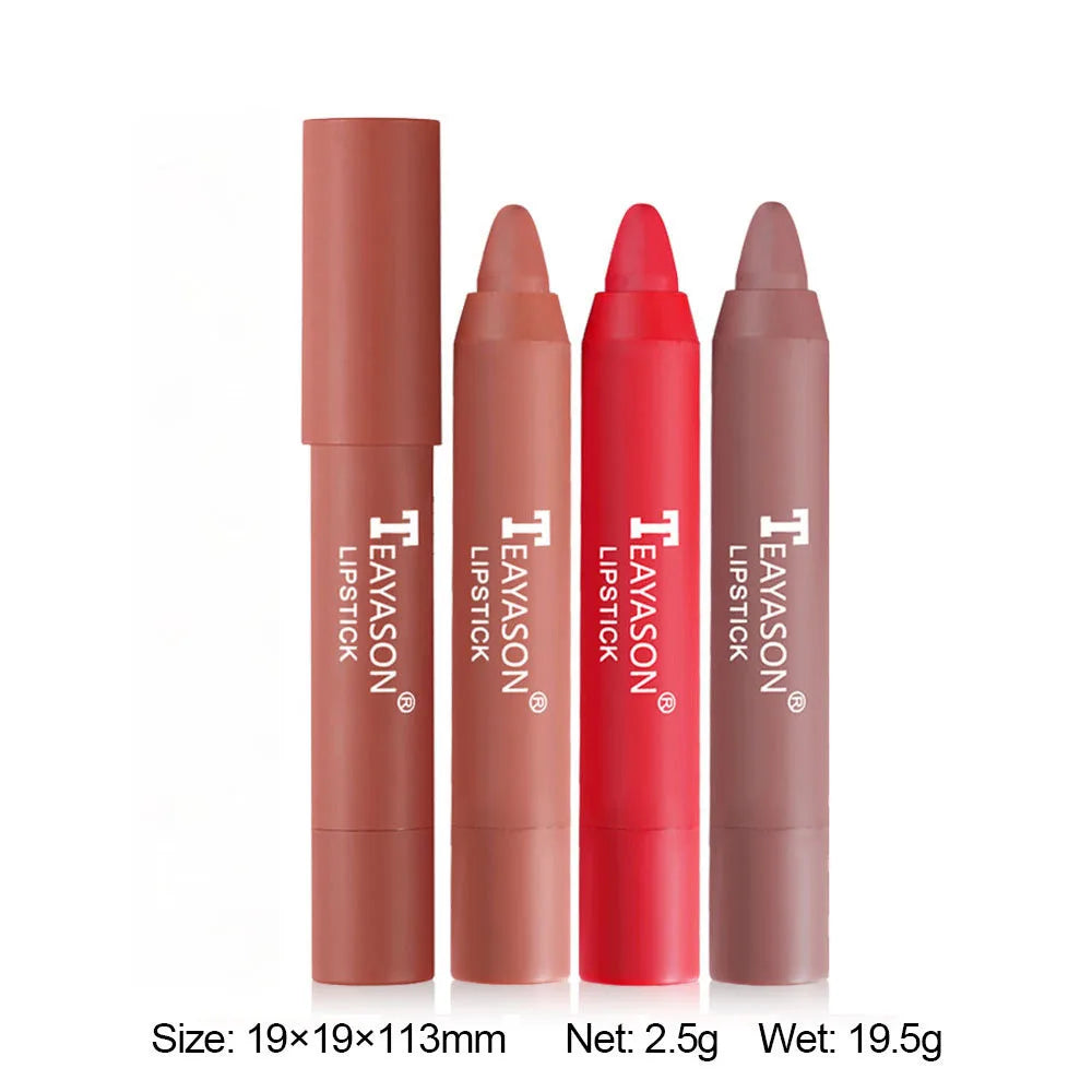 12 Colors Velvet Matte Lipstick Pen Cosmetics Waterproof Lasting Nude Crayon Lipsticks Non Sticky Brown Lip Liner Pencil Makeup