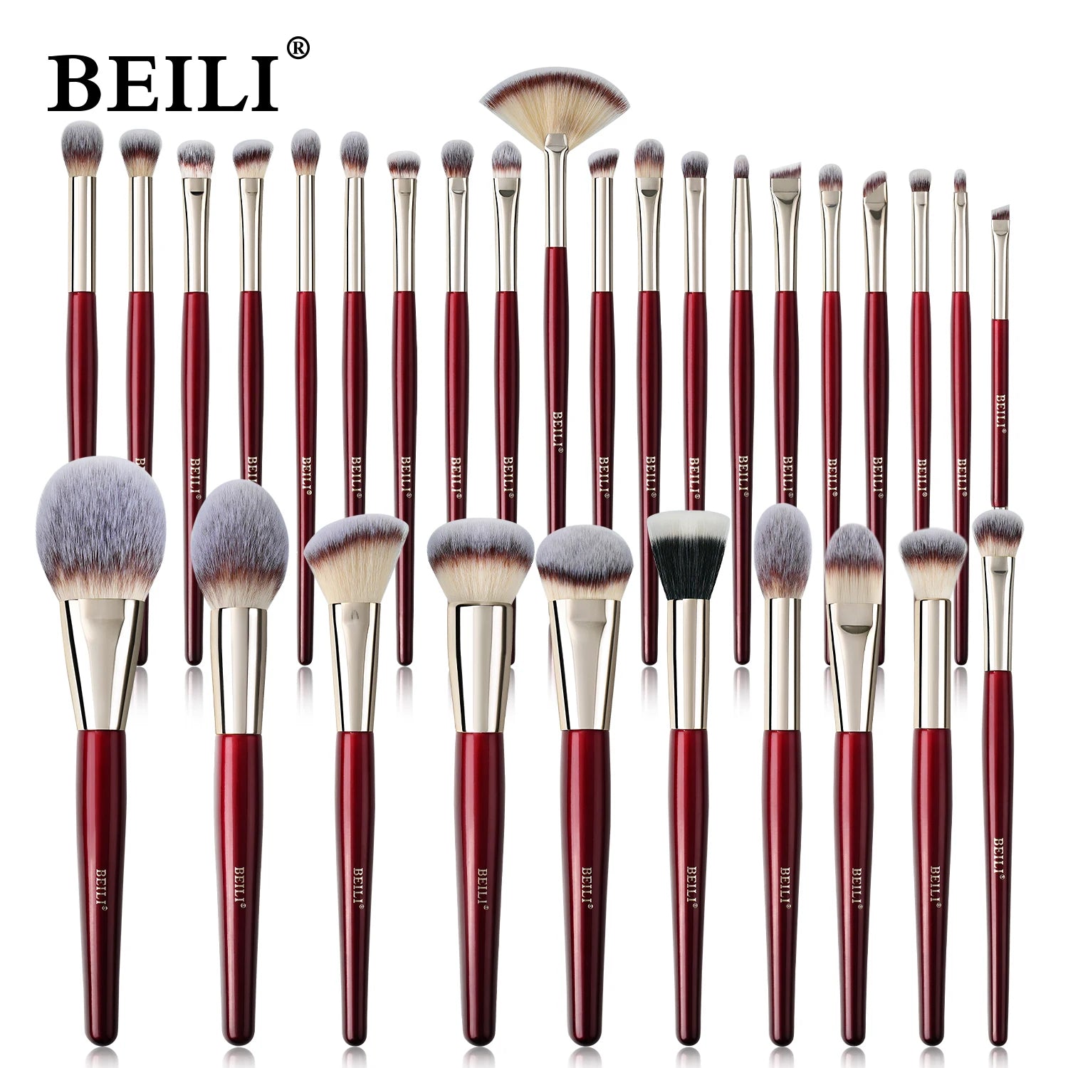 BEILI Professional Makeup Brushes 8/9/15/30Pcs for Foundation Contour Eyeshadow Blending Synthetic Hair Cosmetics Brush Set