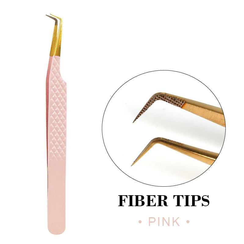 Fiber Eyelash Extension Tweezer Volume Precise Diamond Grip Fiber Tip Stainless Steel High Quality Eyebrow Makeup