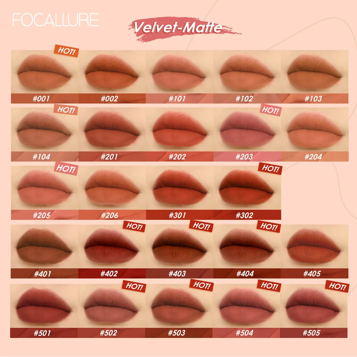 FOCALLURE 24 Colors Moisture Liquid Lipstick Waterproof Long-lasting Lip Gloss Matte Lip Glaze Red Lip Gloss Makeup Cosmetics