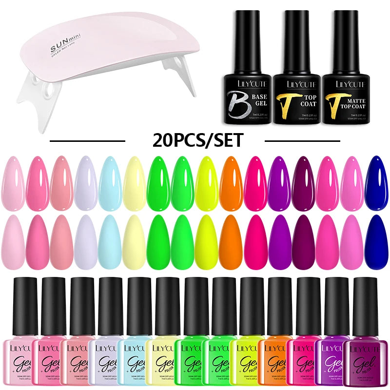 Manicure Set 32Colors Gel Nail Polish Set With UV LED Lamp Dryer Nail Art Vernis Semi Permanent UV Gel Set Nail Supplies Kit