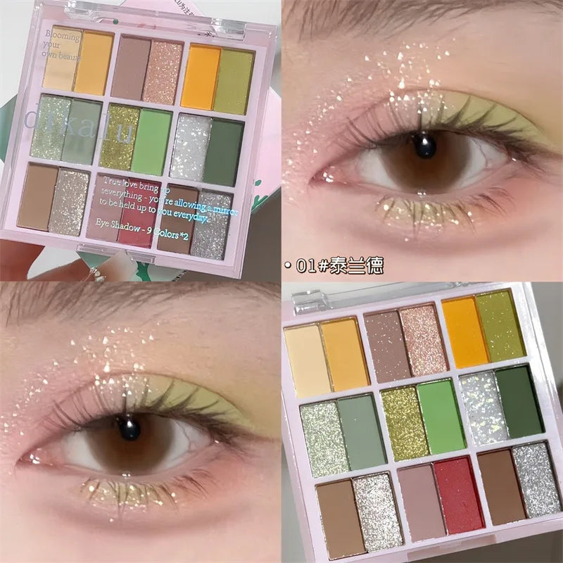 18 Colors Color Blocking Eyeshadow Palette Korean Makeup Summer Ice Cream Color Eyeshadow Pink  Purple Makeup Palette Cosmetics