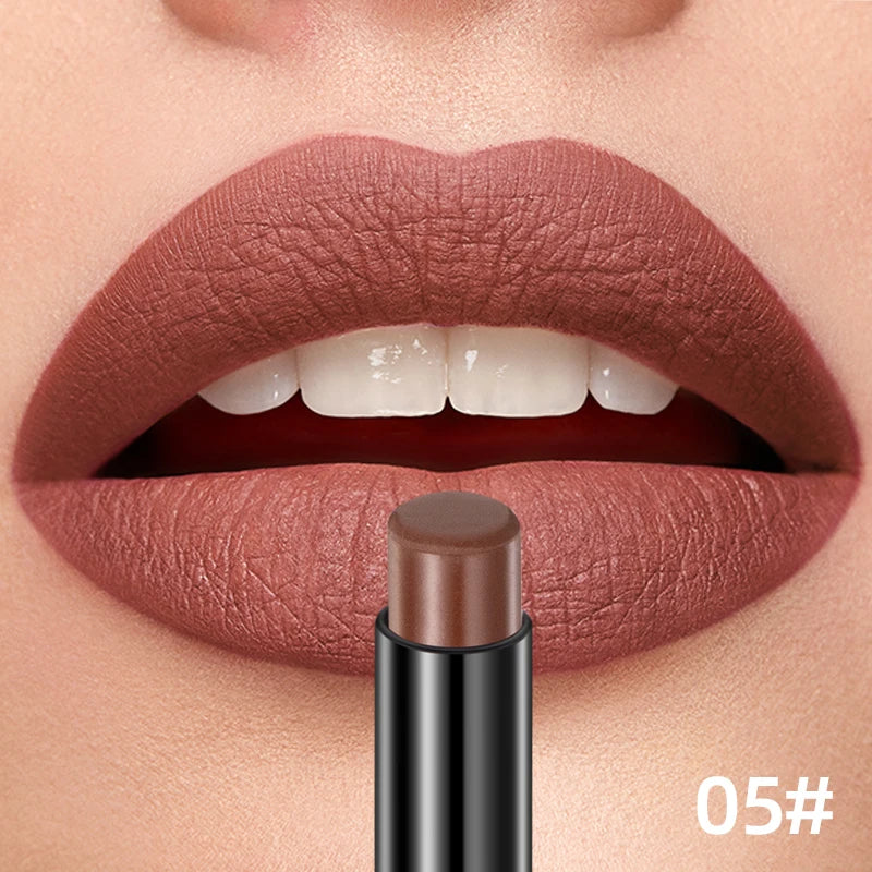 QIBEST 12 Colors Velvet Matte Lipstick Pen Cosmetics Lasting Nude Crayon Lipstick Moisturising Red Brown Lip Liner Pencil Makeup