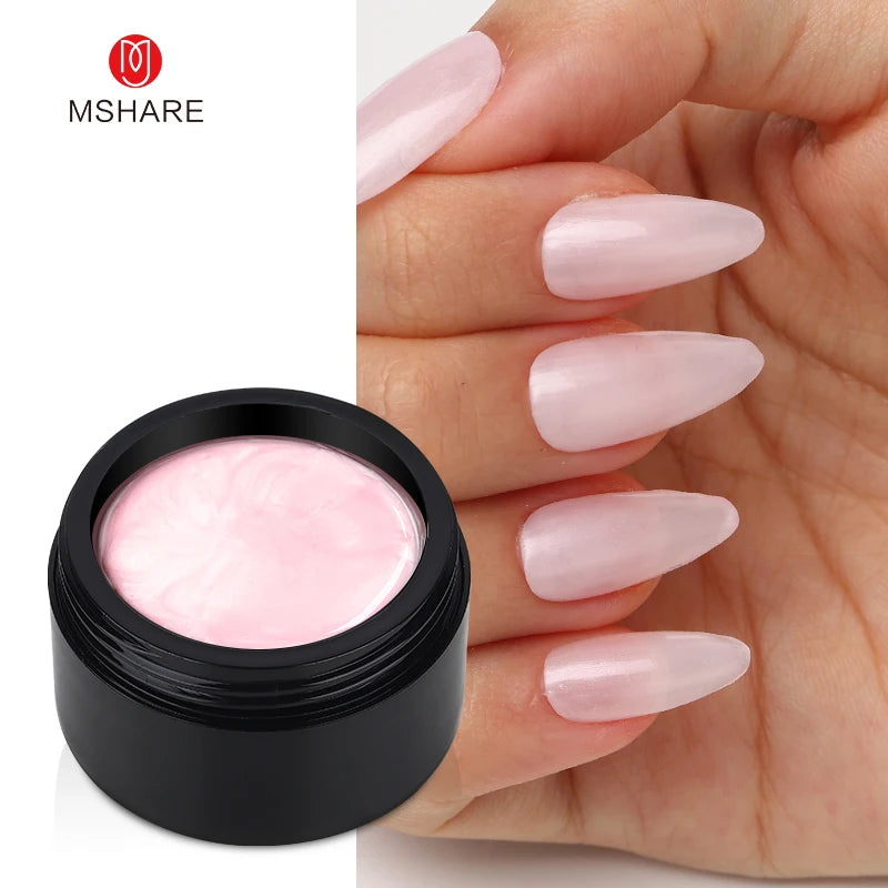 MSHARE Dark Pink Jelly Gel Builder Nails Extension 50ml Hard Building Nail UV LED Gel