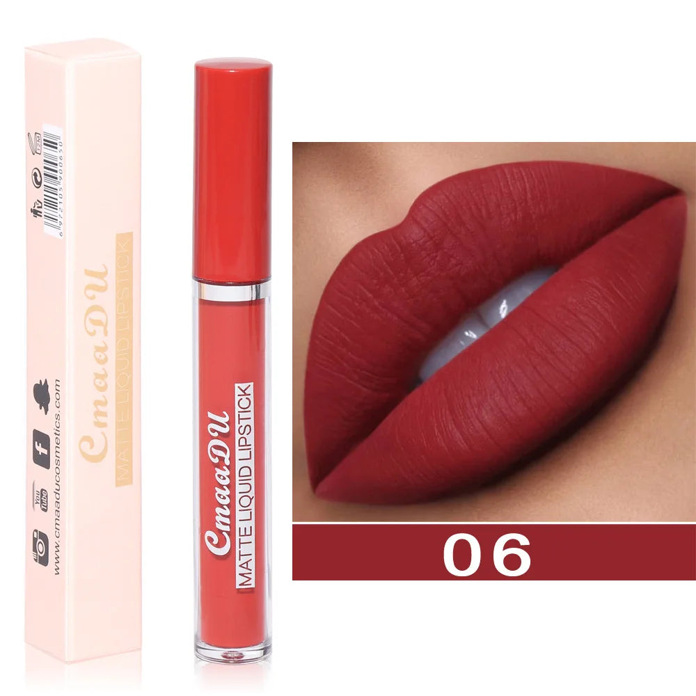 CmaaDu 10Color Love Velvet Nude Moisture-Matte Liquid Lipstick Lipgloss 10-Hour Makeup Soft-Focus Blurred Lip Colour Cosmetics