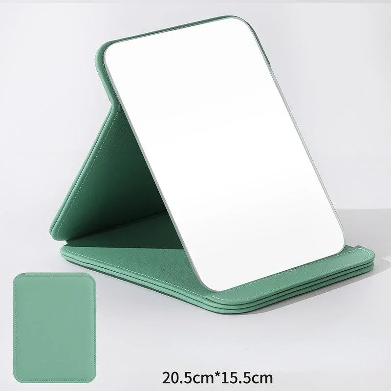 Fashion Mirror Makeup Mirror Household Desktop Vanity Mirror Portable High Definition PU Folding Beauty Mirror