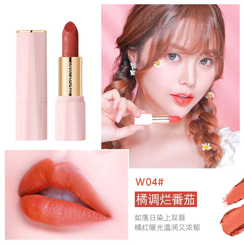 Orange Lipstick Velvet Matte Lipsticks Waterproof Long Lasting Lip Stick Velvet Lip Tint Women Cosmetic Sexy Lip Glaze Makeup