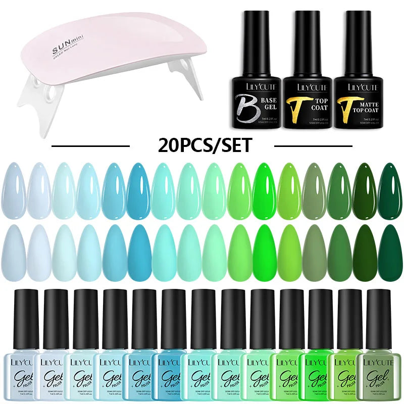 Manicure Set 32Colors Gel Nail Polish Set With UV LED Lamp Dryer Nail Art Vernis Semi Permanent UV Gel Set Nail Supplies Kit