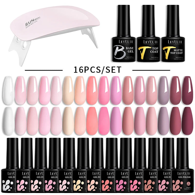 Manicure Set 32Colors Gel Nail Polish Set With UV LED Lamp Dryer Nail Art Vernis Semi Permanent UV Gel Set Nail Supplies Kit