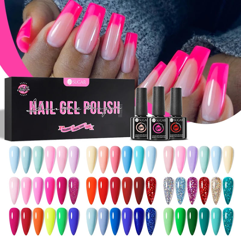 UR SUGAR 6Pcs Color Gel Nail Polish Kit 7ml Glass Bottle Soak Off UV LED Nails Varnish Gel Whole Set Semi Permanent Nail Art Gel