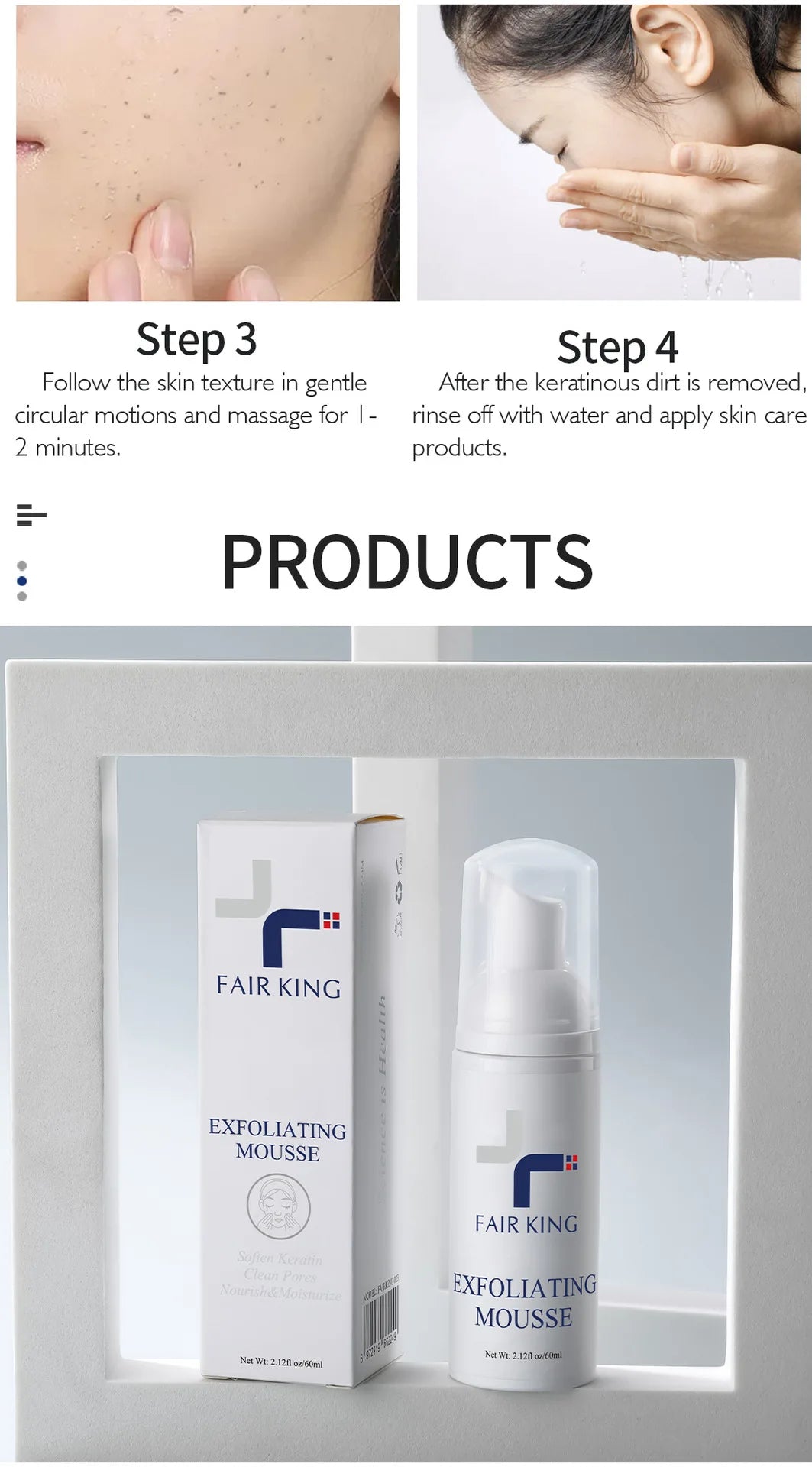 FAIR KING Exfoliating Mousse Improves Skin Texture Cleanses Makeup Dust Improves Enlarged Pores Absorbs Oil Cosmetics Wholesale