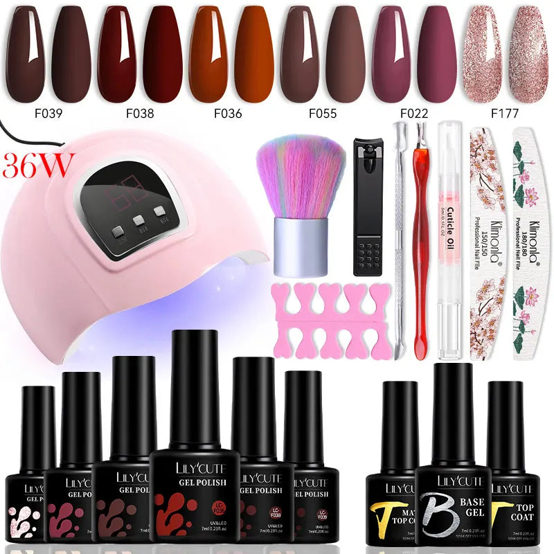 Manicure Set 32Colors Gel Nail Polish Set With UV LED Lamp Dryer Nail Art Vernis Semi Permanent UV Gel Set Nail Supplies Kit