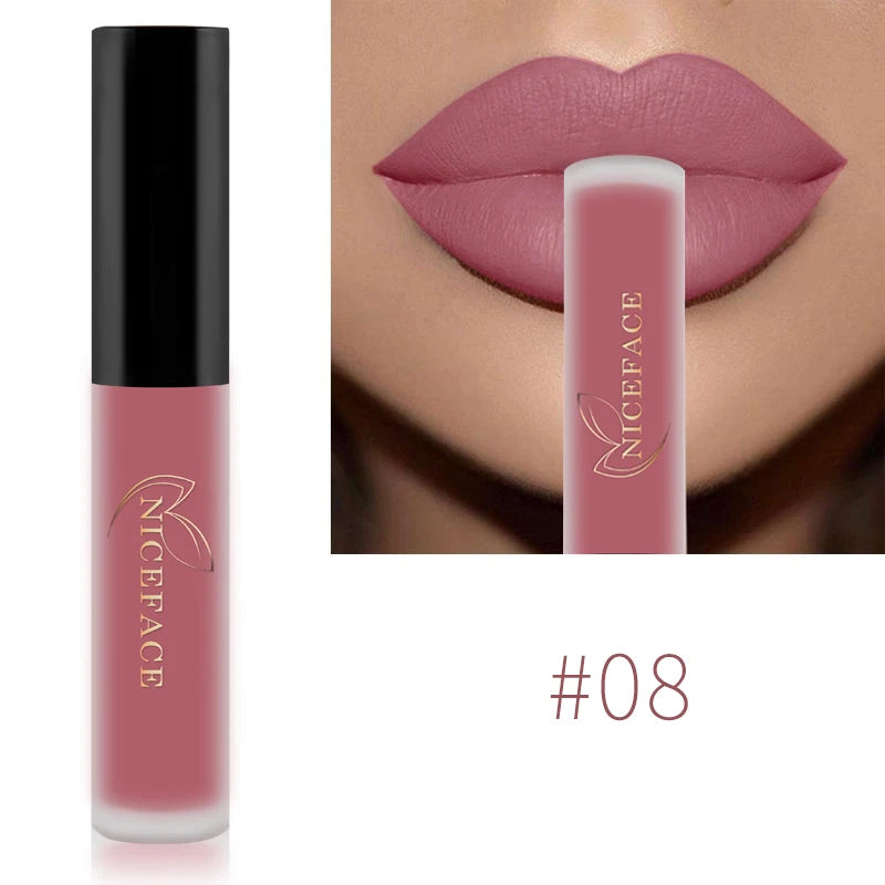 NICEFACE Lip Gloss 25 Color Waterproof Matte Lip Gloss Liquid Lipstick Waterproof Lasting Cosmetic Lip Gloss Makeup Cosmetics