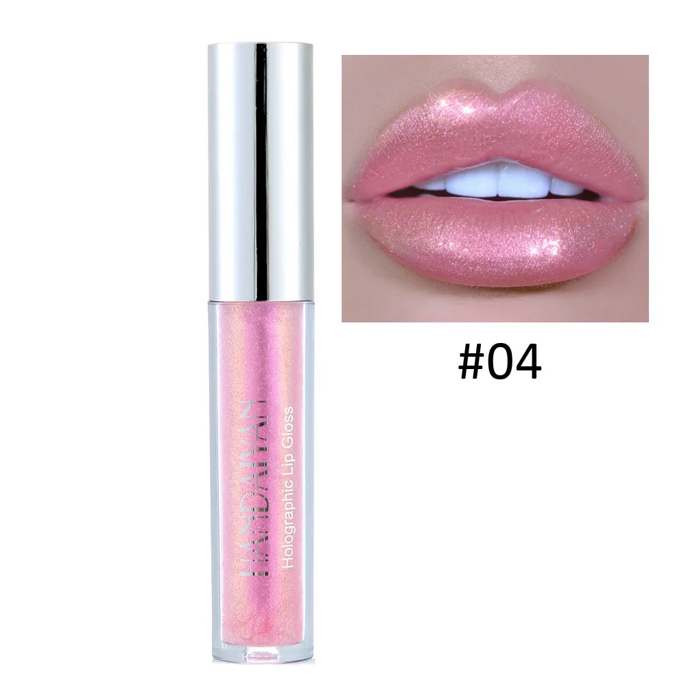 Handaiyan Lip Gloss Longlasting Glitter Lip Glaze Lipstick Liquid Waterproof Moisturize Luminous Shimmer Shiny Lipgloss Makeup