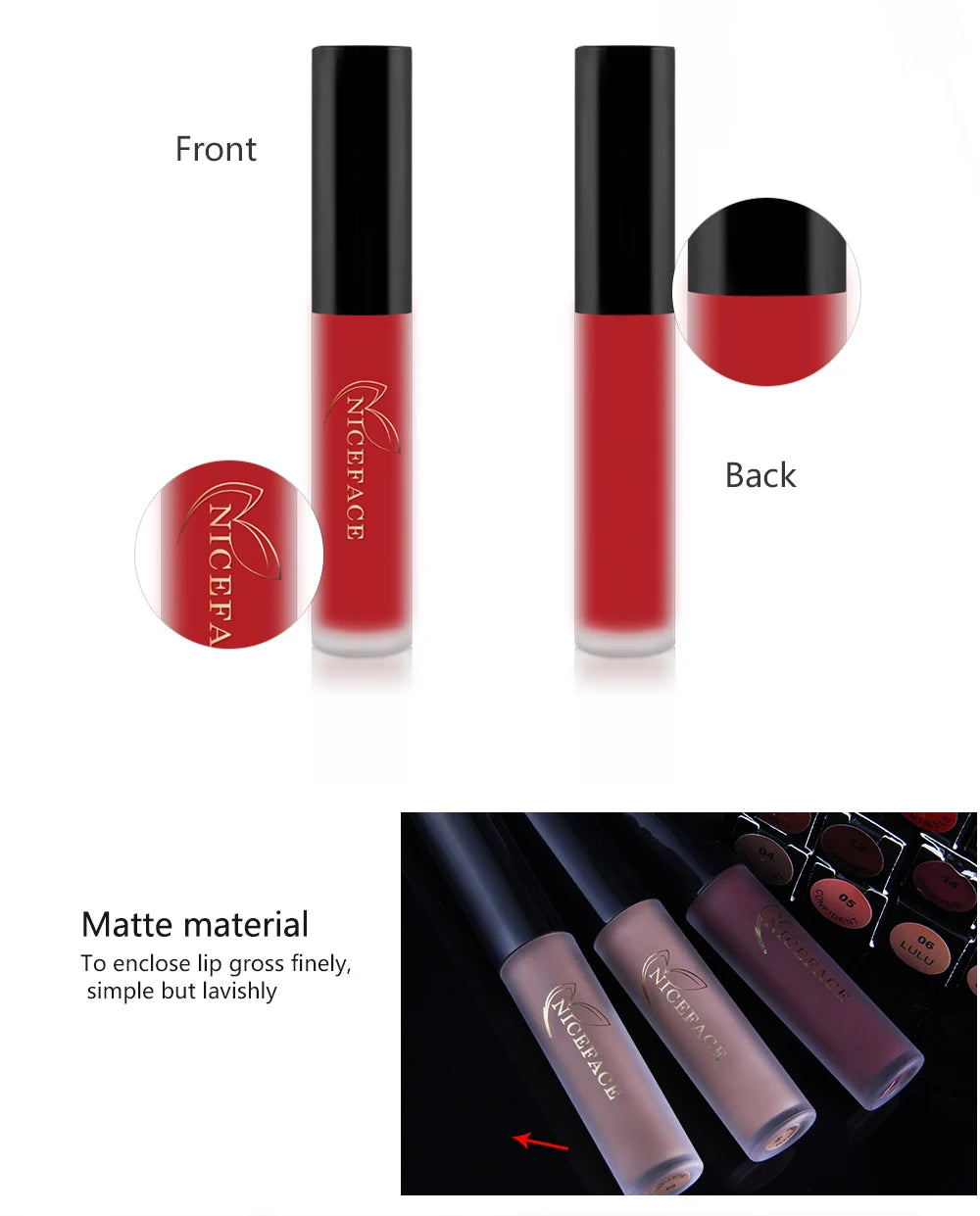 NICEFACE Lip Gloss 25 Color Waterproof Matte Lip Gloss Liquid Lipstick Waterproof Lasting Cosmetic Lip Gloss Makeup Cosmetics