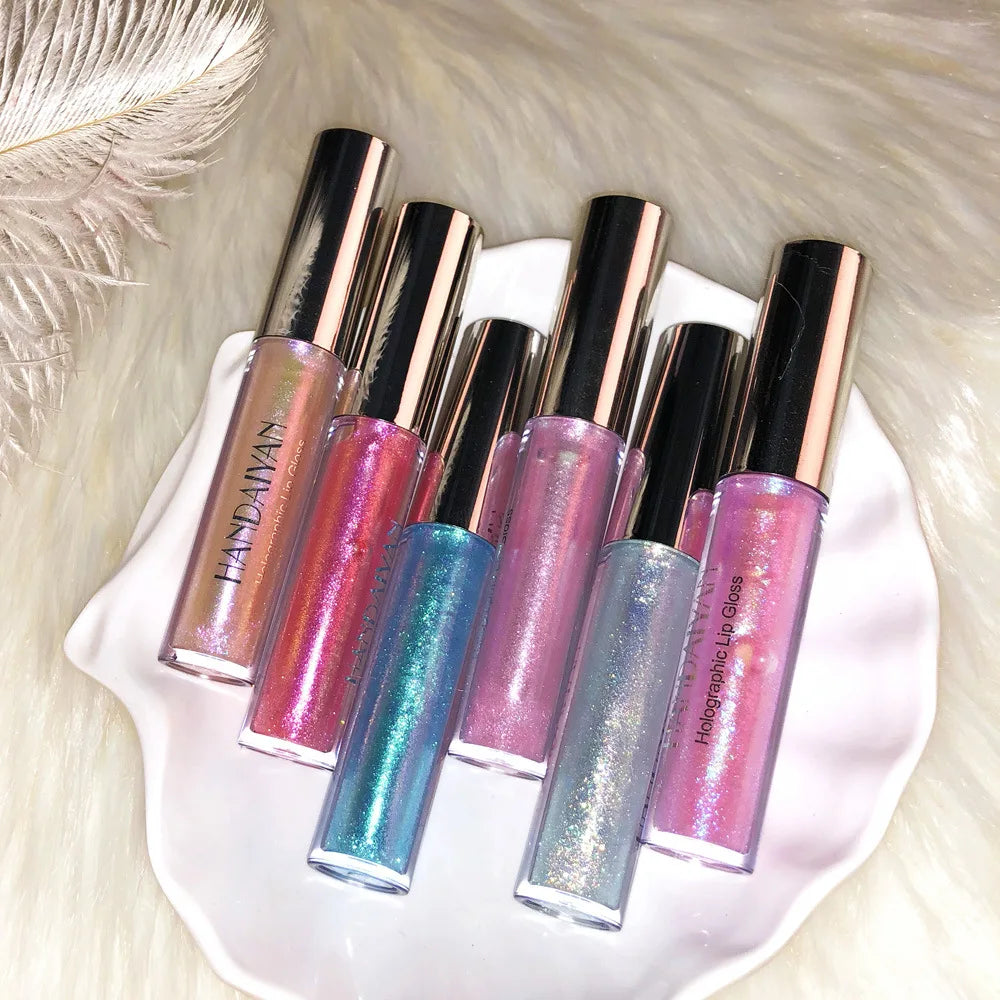 Handaiyan Lip Gloss Longlasting Glitter Lip Glaze Lipstick Liquid Waterproof Moisturize Luminous Shimmer Shiny Lipgloss Makeup