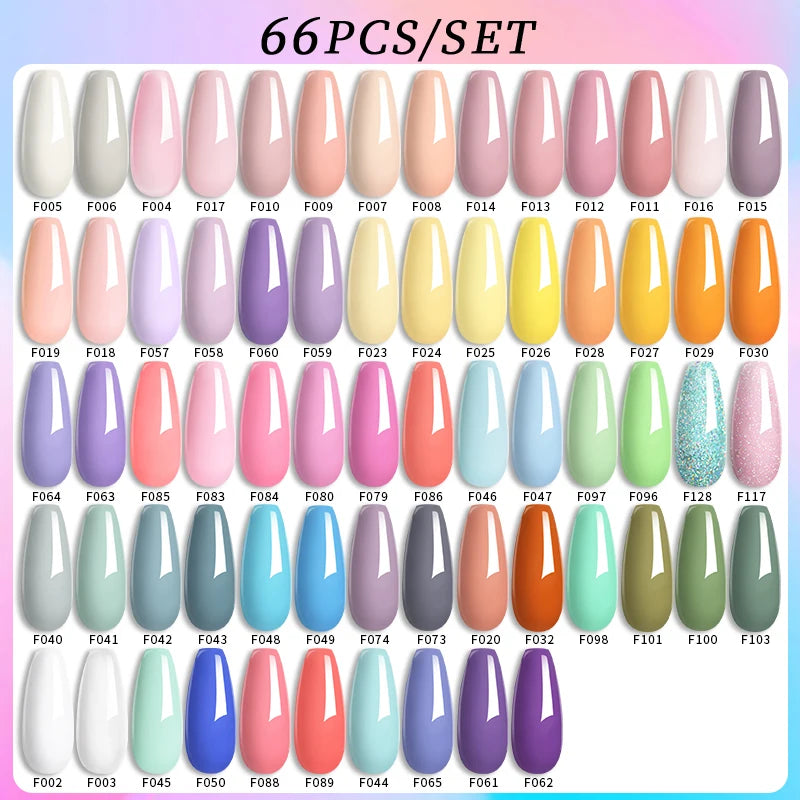 LILYCUTE 60/66/129PCS/Set Gel Nail Polish Set Glitter Colors Nail Kit Esmaltes Semi Permanent UV Gel Nail Art DIY Manicure Sets