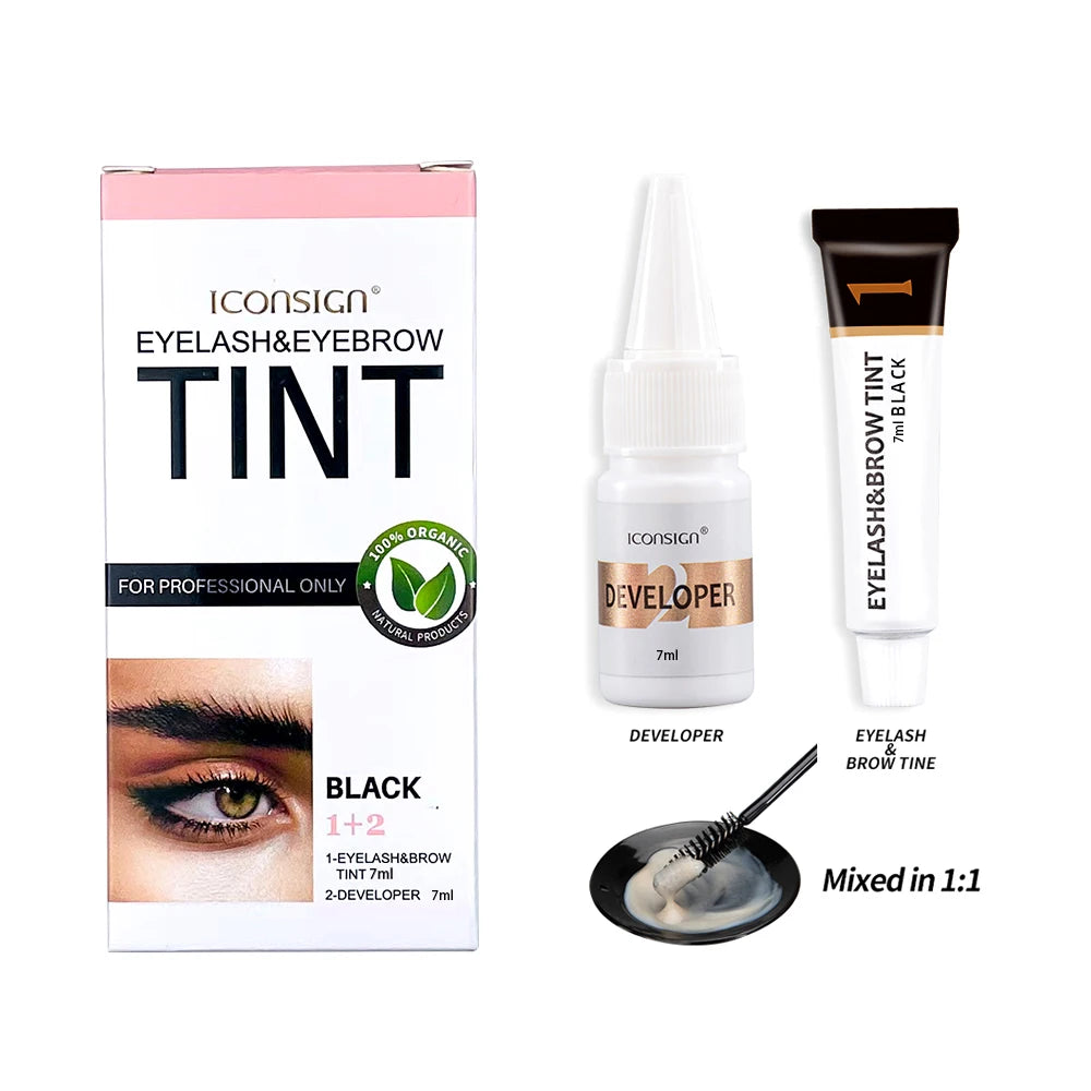 ICONSIGN Eyelashes and Eyebrow Tint Dye Professional Eyebrow Dye Waterproof Long-lasting Eyebrow Brow Kit Semi Permanent Eyebrow