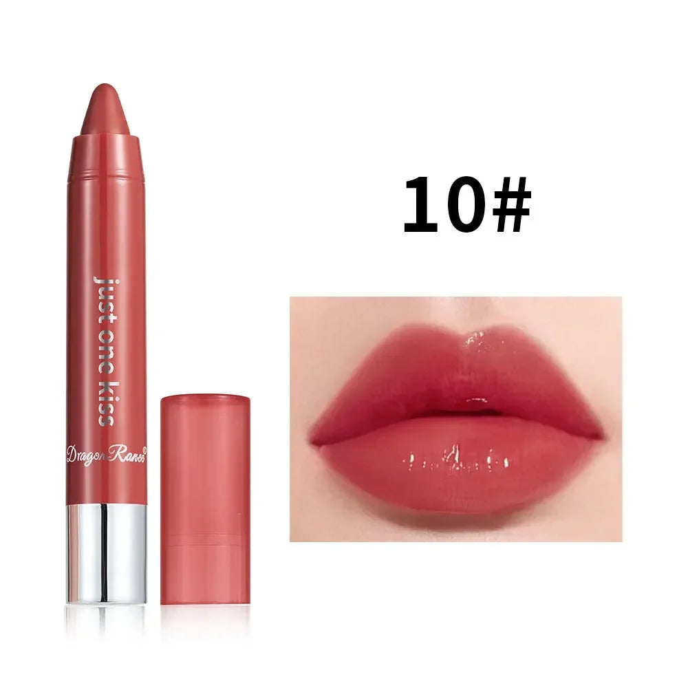 Matte Moisturizing Crayon Lipstick Makeup Pink Red Long Lasting Color Rendering Waterpoof Non-Stick Cup Lip Tint Woman Cosmetics