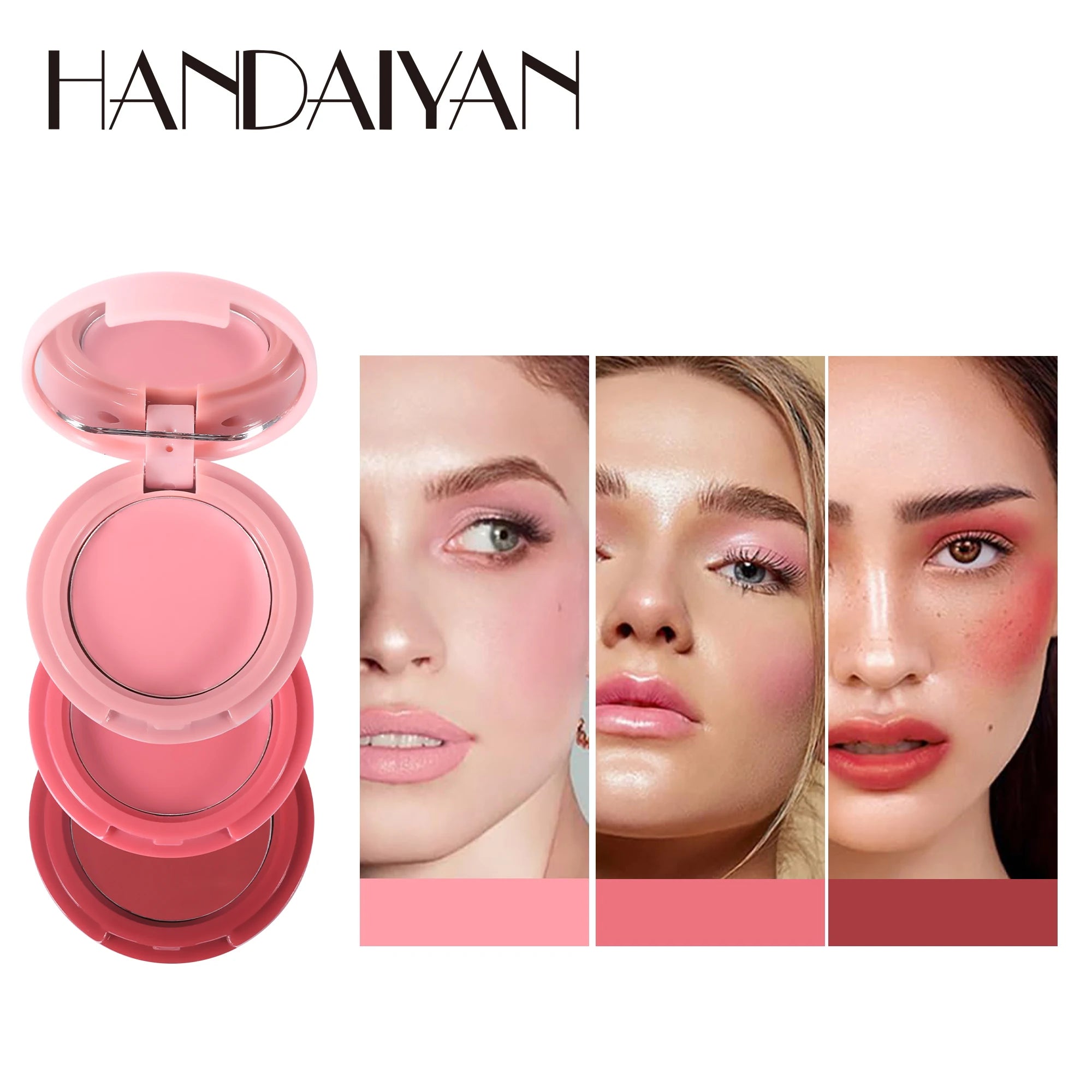 Handaiyan Natural Matte Face Blusher Velvety Smooth Lip Cream Cheek Blush Rouge Waterproof Makeup