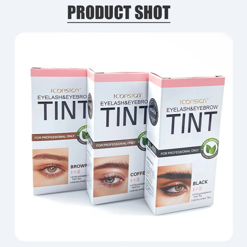 ICONSIGN Eyelashes and Eyebrow Tint Dye Professional Eyebrow Dye Waterproof Long-lasting Eyebrow Brow Kit Semi Permanent Eyebrow