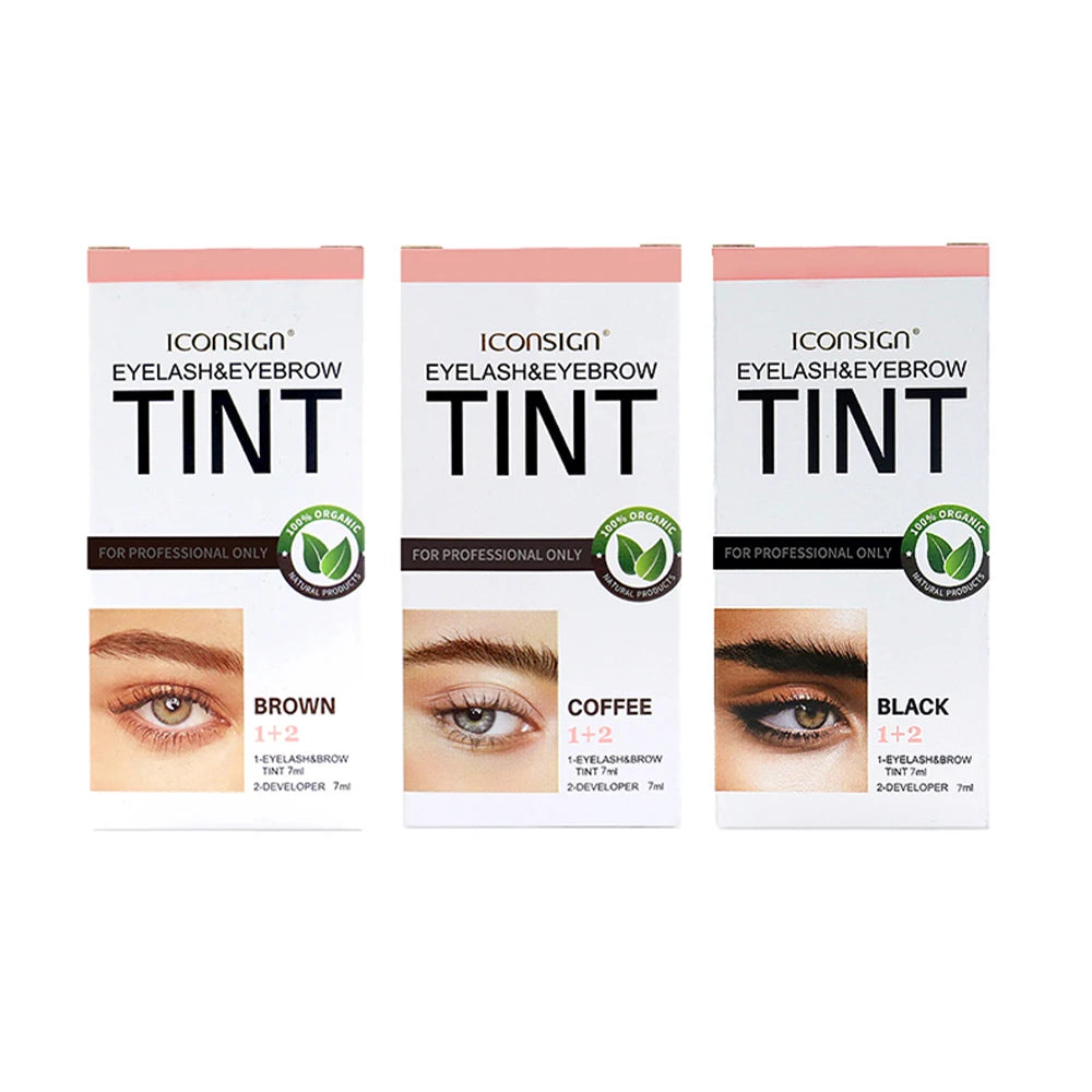 ICONSIGN Eyelashes and Eyebrow Tint Dye Professional Eyebrow Dye Waterproof Long-lasting Eyebrow Brow Kit Semi Permanent Eyebrow