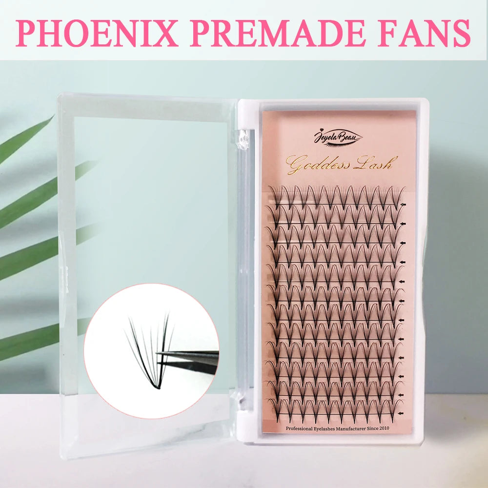 Goddess  Phoenix Premade Volume Fans  Pointy Base 13D Russia Volume Eyelash Extension Individual Lashes Faux Mink Lash