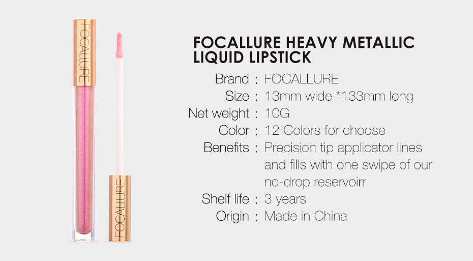 FOCALLURE 12 Color Chameleon Lip Gloss Shiny Matte Long Lasting Bright Moisturizing Liquid Lipstick Beauty Lips Makeup Cosmetics