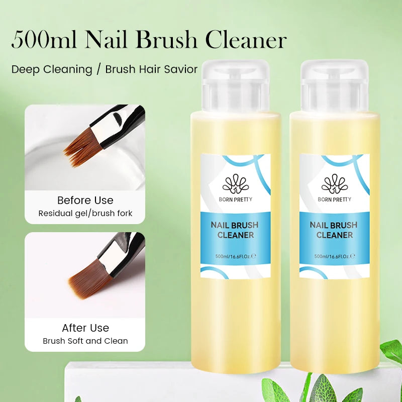 BORN PRETT Multifunction Liquid Nail Brush Cleaner Nail Extension Acrylic Gel Nail Polish Remover Nail Cleaner Care Tools 500ml