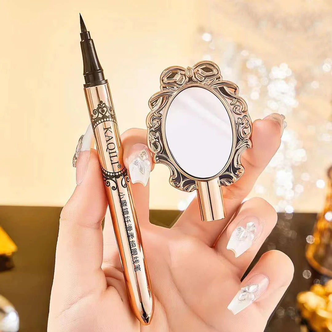 Soft Fine Eyeliner Pencil with Mirror Quick Dry Long Lasting Black Waterproof Korean Makeup Eyeliner