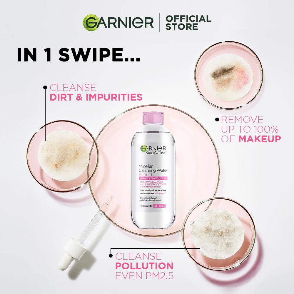 400ml Garnier All in One Cleansing Water Deep Makeup Remove Sensitive Soothes Cleaning Water Refresh Hydrate Cleansing Products