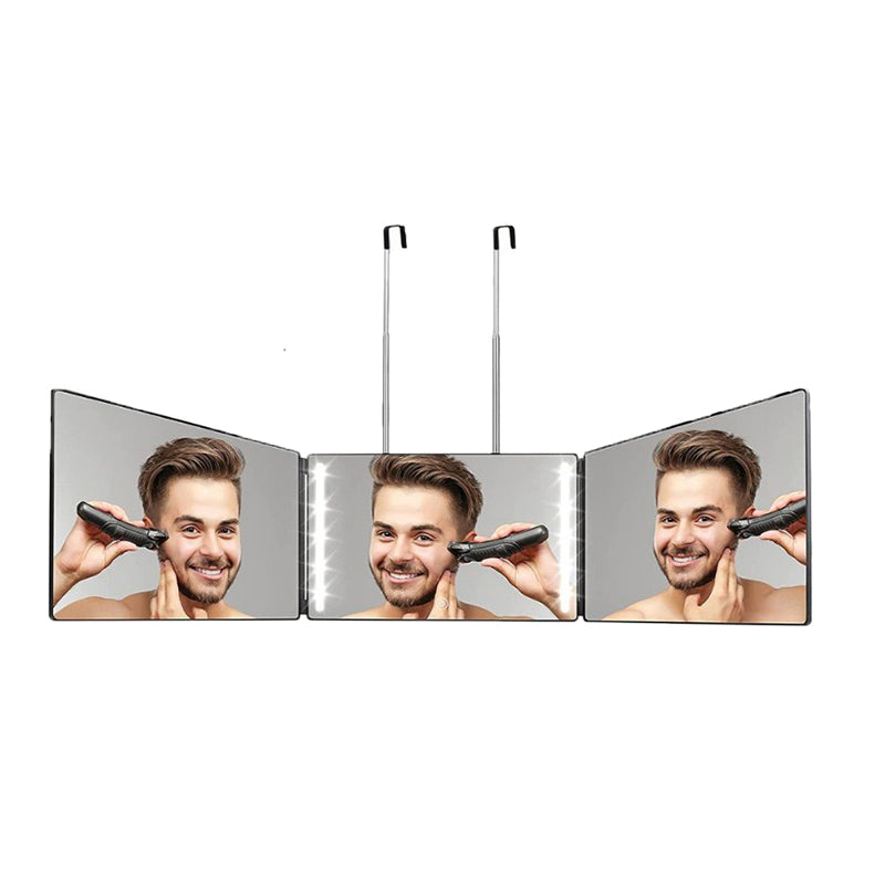 Makeup Mirror Trifold Foldable 360 Degree Bathroom Rear View Height Adjustable Cutting Styling Shaving Cosmetic Haircut Tools