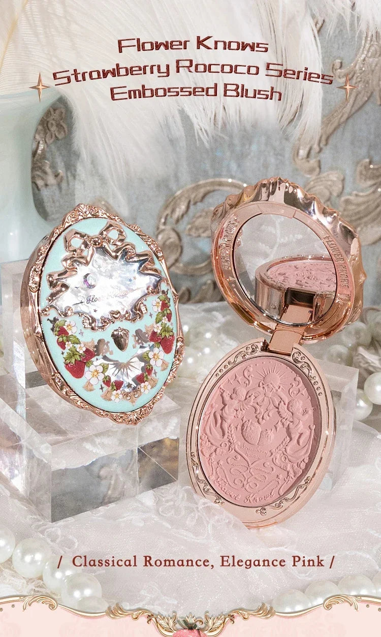 Flower Knows Embossed Blush Strawberry Rococo Series Natural Waterproof Anti-sweat Brightening Skin Tone Contouring Cheek Tint