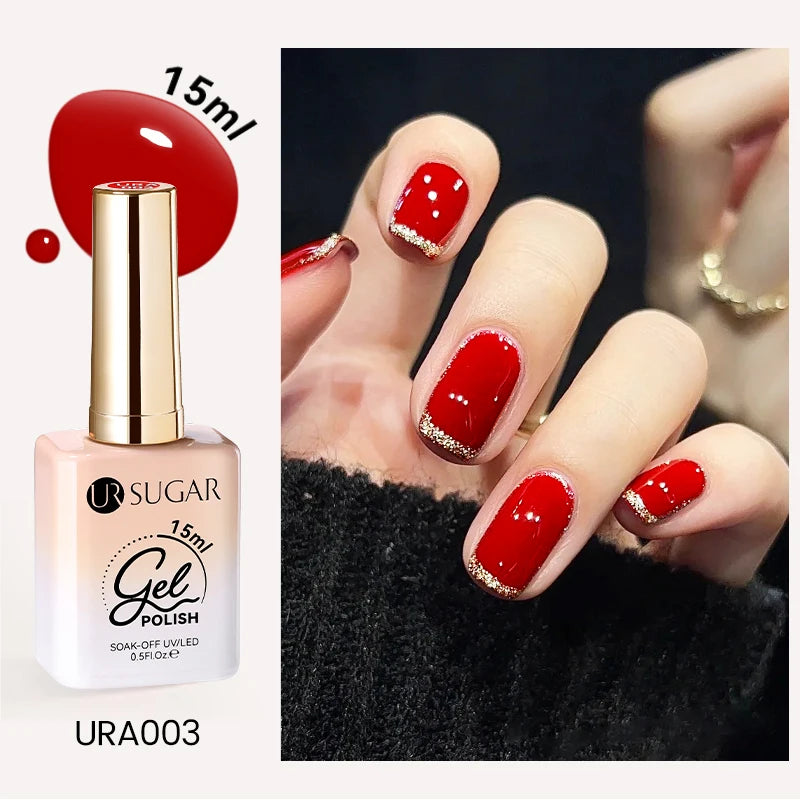 UR SUGAR 15ml Cherry Red Series Color Gel  Party Colors Gel Varnishes All For Nails Soak Off UV LED Semi Permanent Nail Art