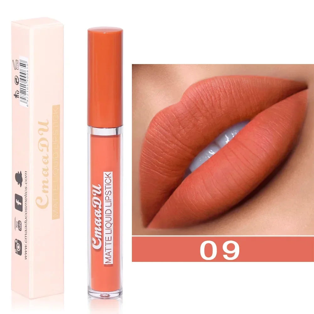 CmaaDu 10Color Love Velvet Nude Moisture-Matte Liquid Lipstick Lipgloss 10-Hour Makeup Soft-Focus Blurred Lip Colour Cosmetics