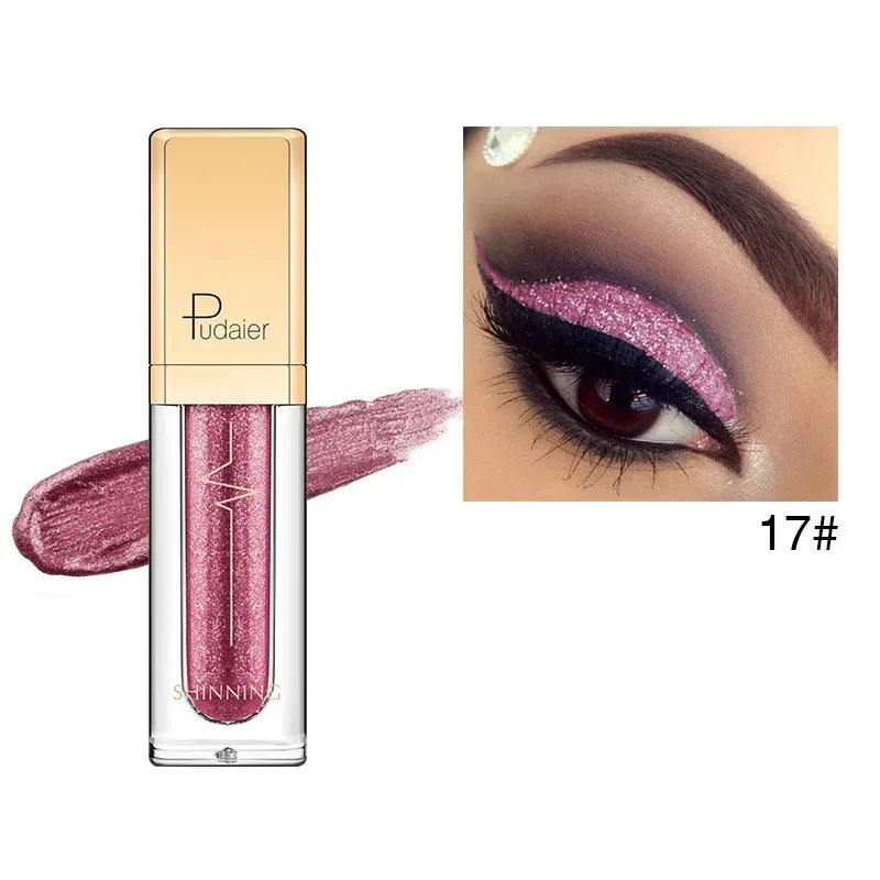 Pink Liquid Glitter Eyeshadow Metallic Pigment Eyes Makeup 18 Colors Shimmer Eye Shadow Liquid Waterproof Maquiagem Yeux Sombra