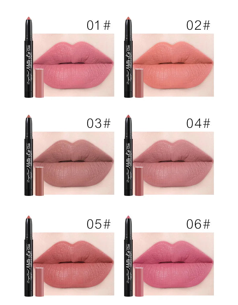 Matte Nude Lipstick Lip Liner 2 In 1 Long Wearing Waterproof Lip Ink Crayon Built-in Sharpener Professional Makeup For Women