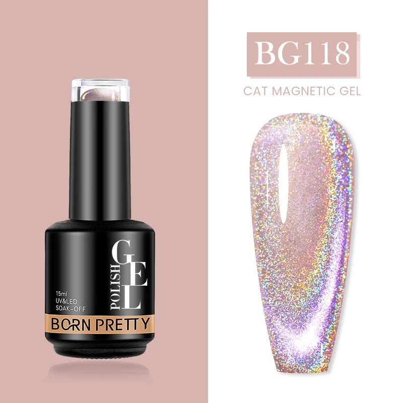 BORN PRETTY Cat Magnetic Gel Nail Polish 15ml Reflective Glitter Soak Off UV LED Gel Semi Permanent Nail Art Varnish Manicure