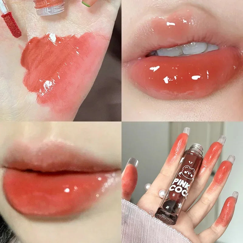 Mirror Glass Lip Tint Punk Dark Red Lip Inks Juice Lip Glaze Water Light Clear Lipstick Non Stick Cup Liquid Liptint Makeup